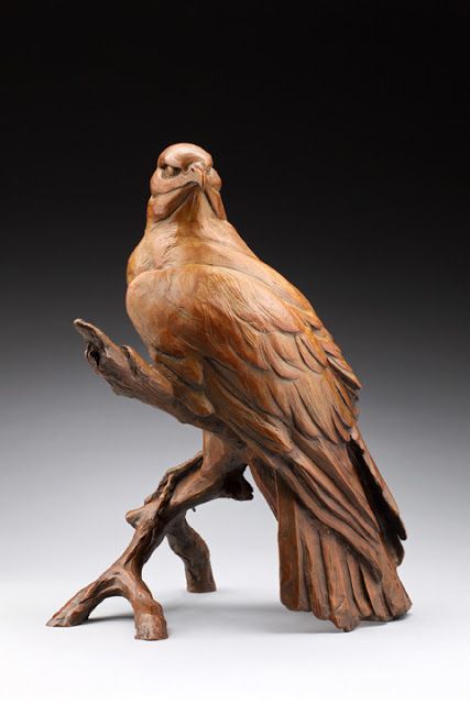 Sandy Scott Sculpture Red-Tailed Hawk Alert Bronze