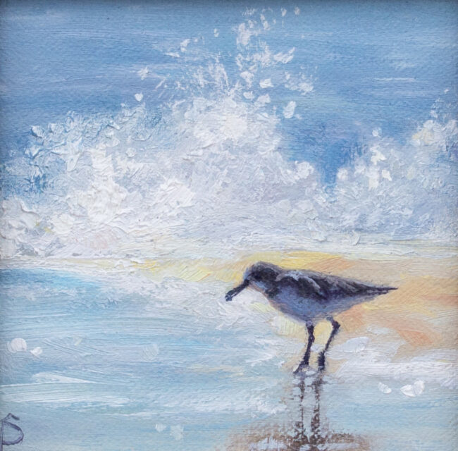 Sarah Phippen Painting Sand Piper Oil on Board
