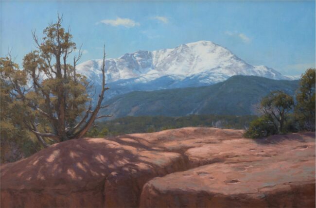 Scott Yeager Painting Garden View (Pikes Peak from Garden of the Gods) Oil on Linen
