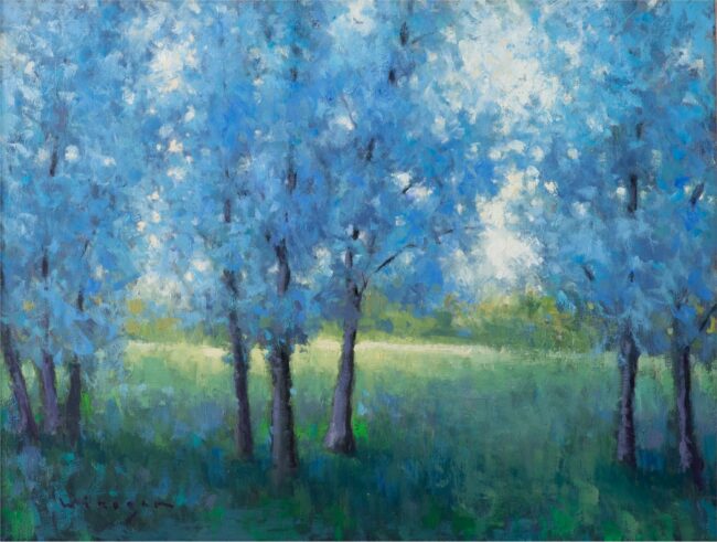 Seth Winegar Painting Blossom Trees Oil on Panel