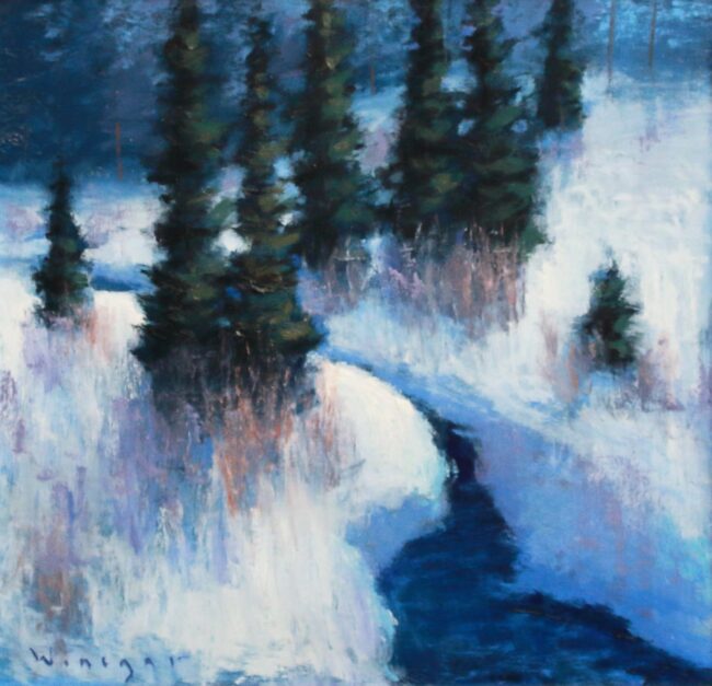 Seth Winegar Painting Winter Pines Oil on Panel