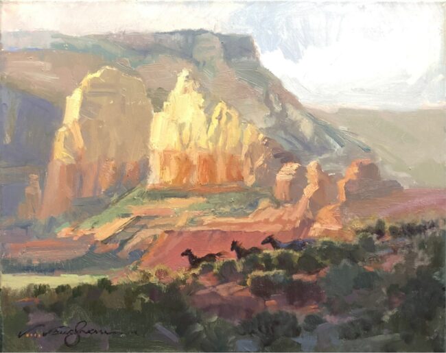 V.... Vaughan Painting Red Rocks Oil on Canvas