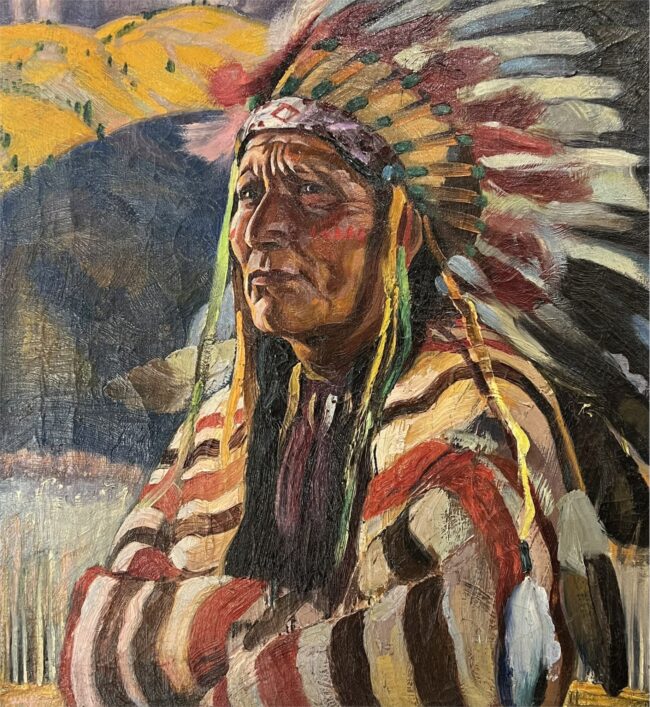 Artist Unknown Painting Chief Thundercloud Oil on Canvas