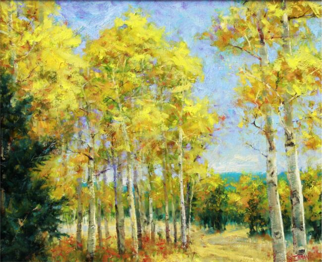 Bill Inman Painting Fall in Line Oil on Board