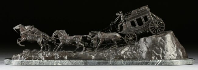 C.M Russell Sculpture After C.M Russell (Stagecoach) Bronze Reproduction