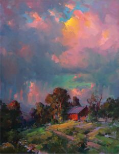 Ovanes Berberian Painting Sunset After The Storm Oil on Canvas