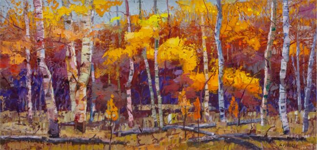 Robert Moore Painting Fall Grove Oil on Canvas