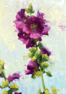 Robin Cole Painting Morning Hollyhock I Oil on Panel