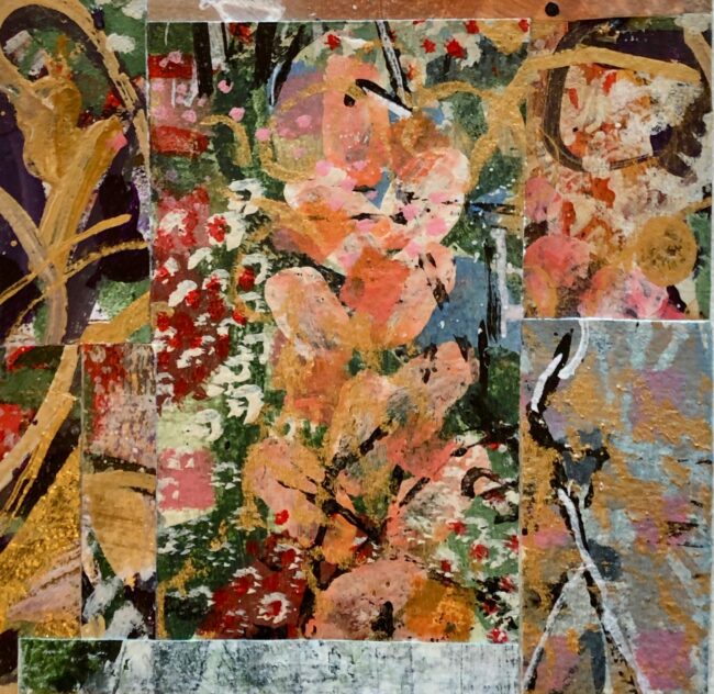 Sara Ware Howsam Painting An Old Fashioned Garden Acrylic Paper Collage