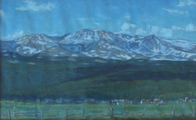 Stephen Smalzel  Cattle Ranch Mountains in the Summer Watercolor