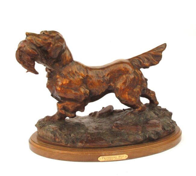 Sandy Scott Sculpture Promising Pup Bronze