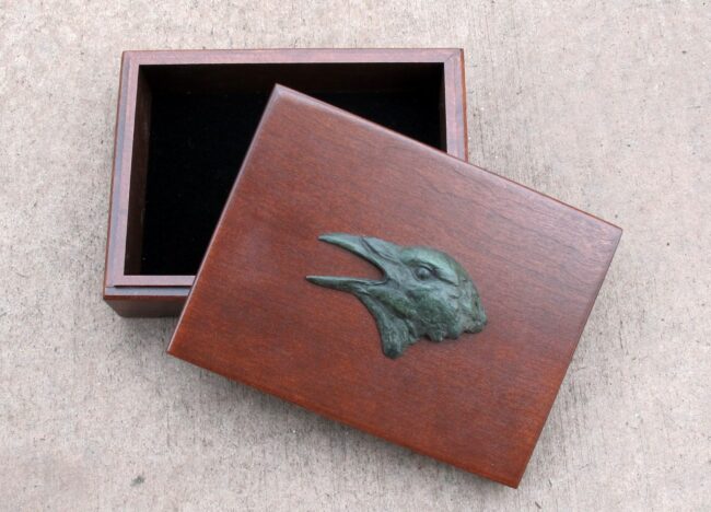 Walter Matia Functional Huntsman Treasure Box - Bronze Crow Bronze & Wood