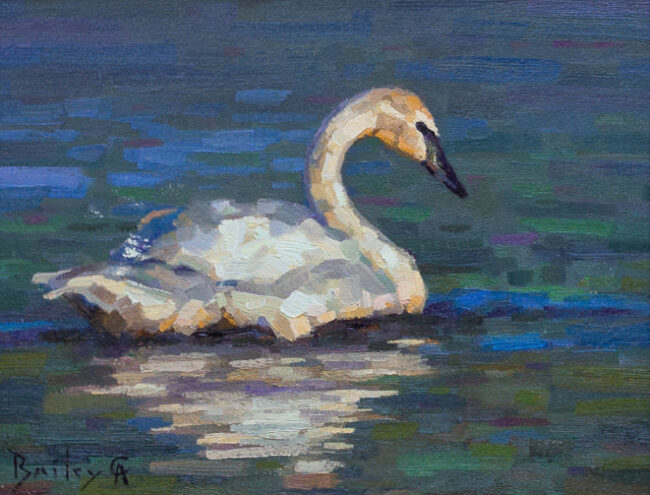 Brandon Bailey Painting Broadmoor Swan Oil on Board