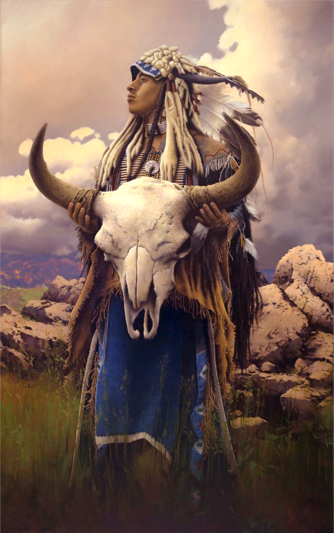 Bruce Cheever Painting Calling the Buffalo Spirits Oil on Linen Panel