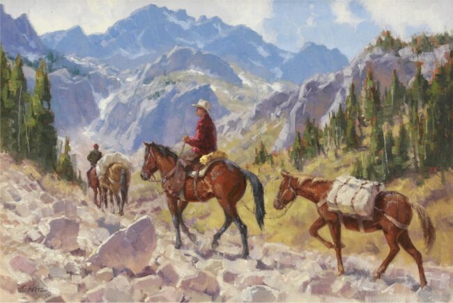 Charles Fritz Painting Packing Near Timberline Oil