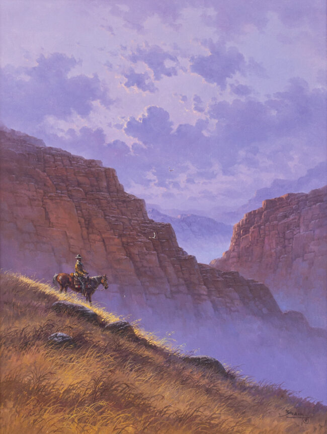 Jorge Braun Tarallo Painting Rider on Hillside Oil on Canvas