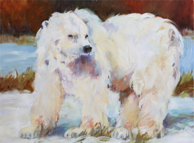 Linda St. Clair Painting Snow Bear Oil on Canvas