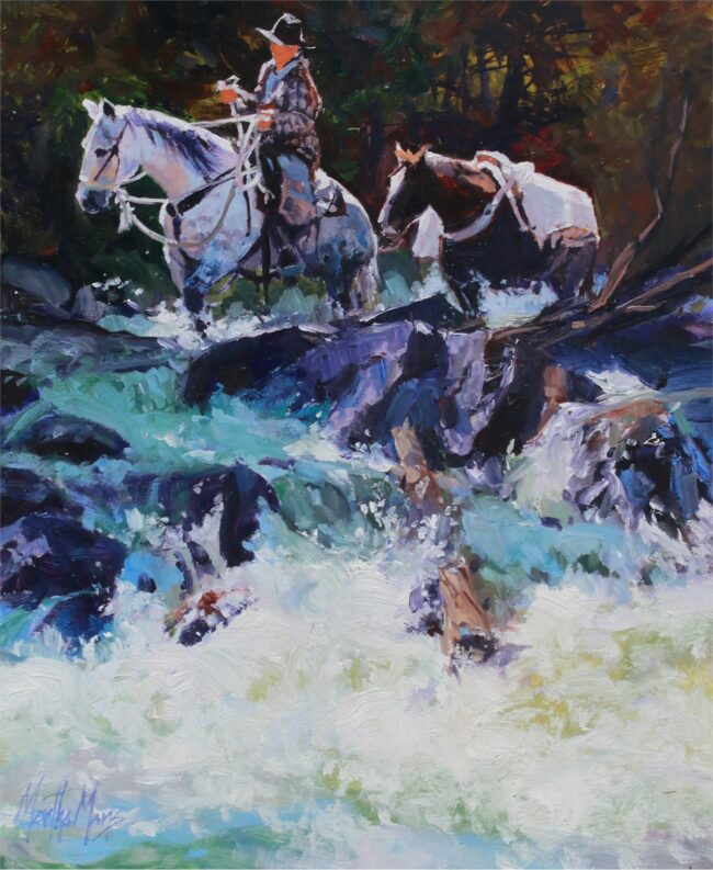 Martha Mans Painting White Water Crossing Oil on Board