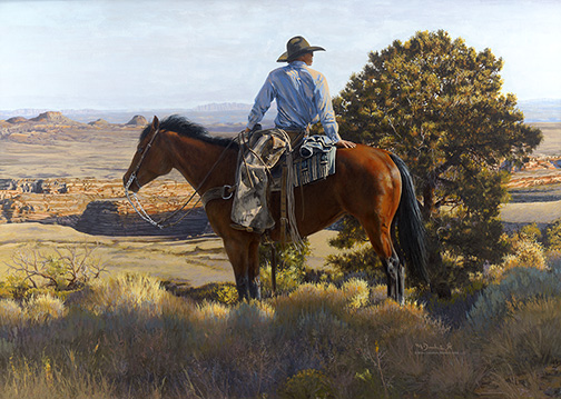 Mikel Donahue Painting Ridin’ The High Lonesome Acrylic on Board