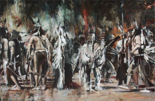 Paul Van Ginkel Estate Painting Celebration - War Dance Oil on Canvas