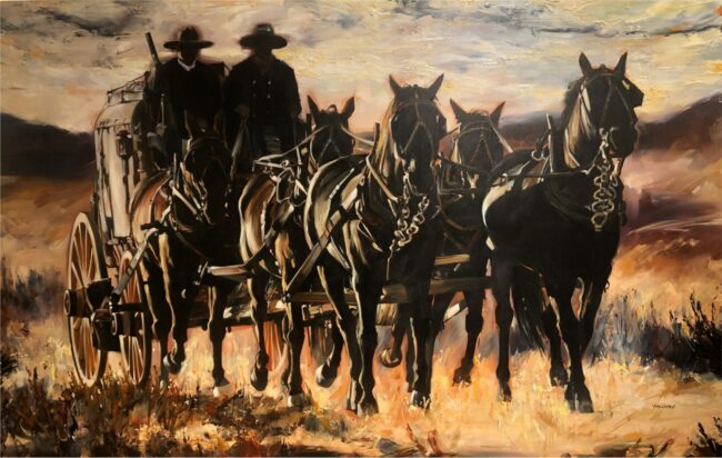 Paul Van Ginkel Estate Painting Two and A Team Oil on Canvas