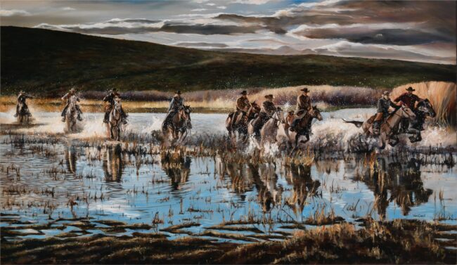 Paul Van Ginkel Painting Wild Wet River Race Oil on Canvas
