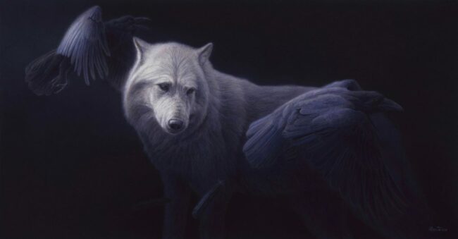 Renso Tamse Painting The Ravens and the Wolf Watercolor