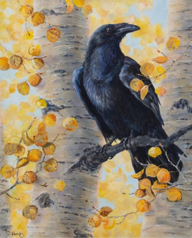 Sarah Woods Painting Raven's Gold Oil on Board