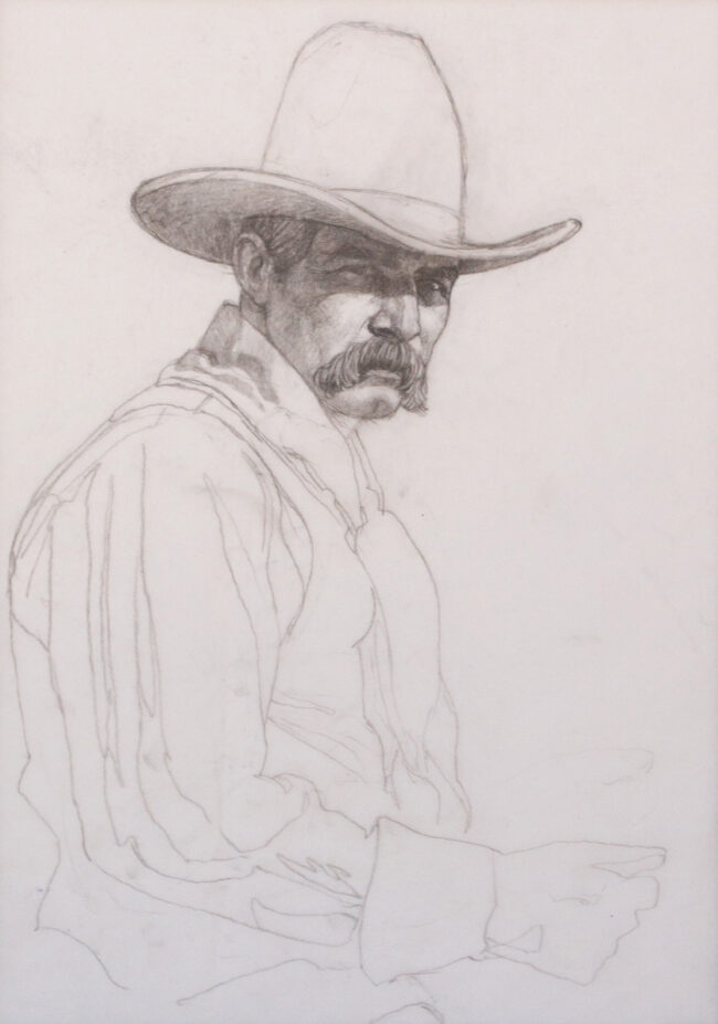 Thomas Blackshear II Drawing Classic Cowboy Sketch Pencil on Paper