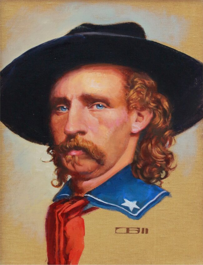 Thomas Blackshear II Painting General Custer Oil on Board