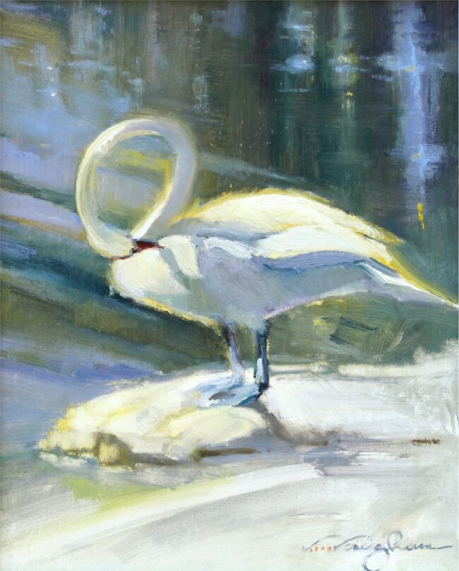 V.... Vaughan Painting Afternoon Preen Oil on Panel