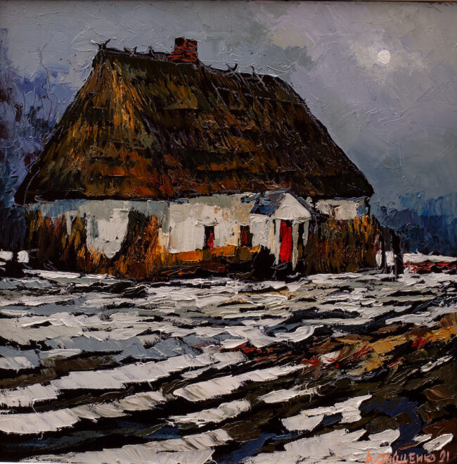 Alexandr Onishenko Painting Old Village House Oil on Canvas