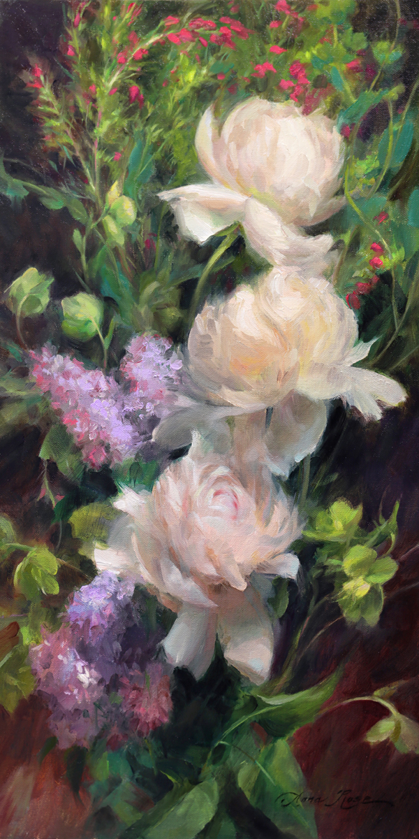 Anna Rose Bain Painting Lilac and Peonies Oil on Linen
