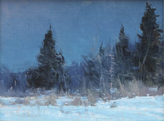 Ben Bauer Painting Bright Winter Moon Oil on Board