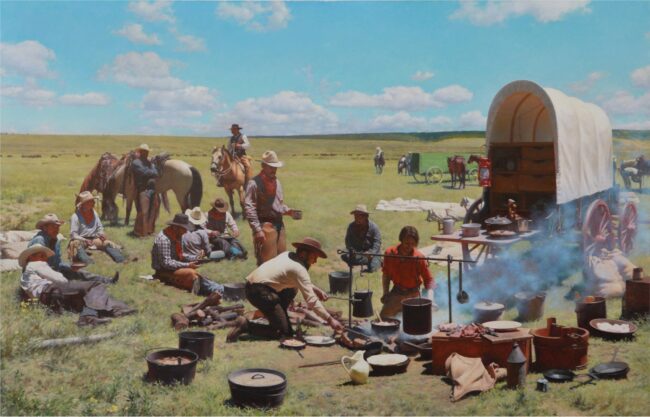 Benjamin Wu Painting Cowboy's Lunch Oil on Canvas