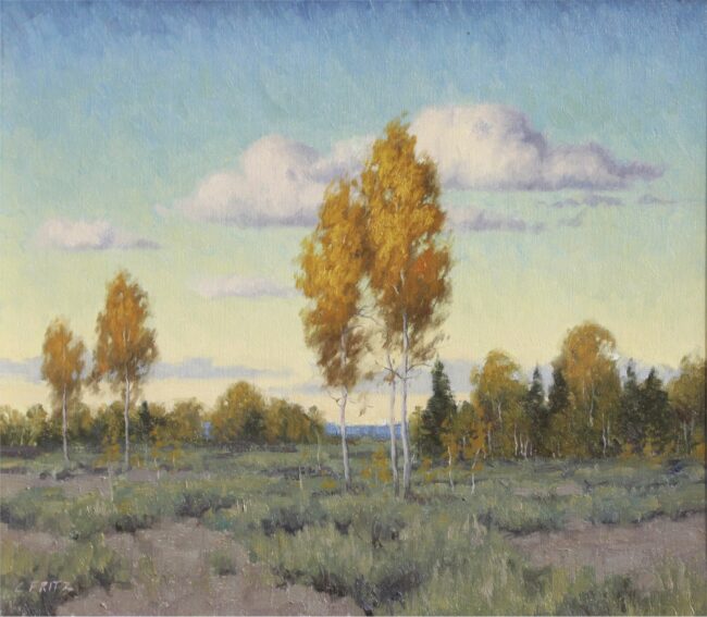 Charles Fritz Painting Sunset on Sage Flat Oil