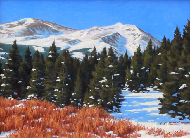 Cody Oldham Painting Mt. Lincoln Oil on Board