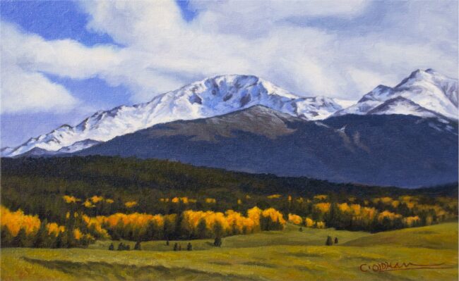 Cody Oldham Painting Pikes Peak or Bust Oil on Canvas