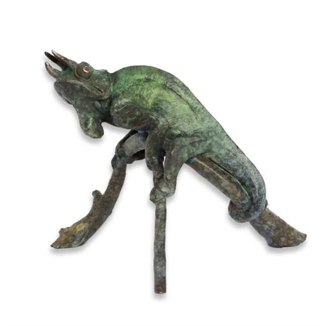 Dan Chen Sculpture Chameleon Lizard Bronze