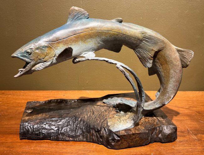 Dan Chen Sculpture Double Rainbow - Wood Base Bronze