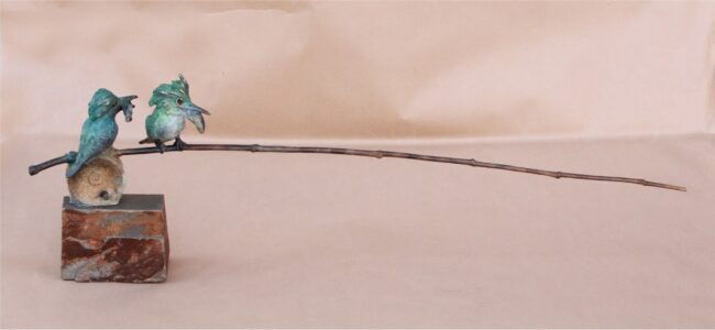 Dan Chen Sculpture Kingfishers Bronze