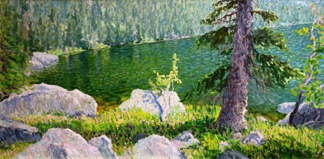 Gregory Packard Painting High Mountain Lake Oil on Panel