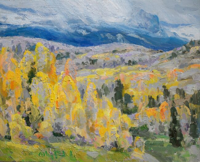 Gregory Packard Painting Layers of Colorado Oil on Panel