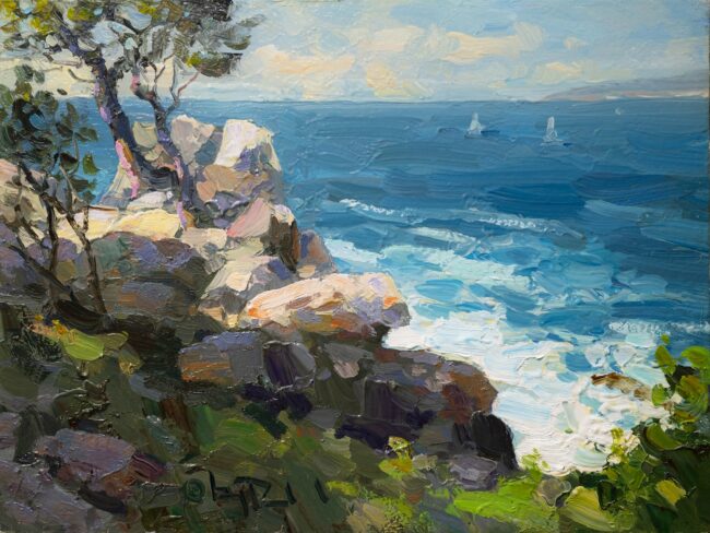 Gregory Packard Painting Point Lobos Oil on Panel