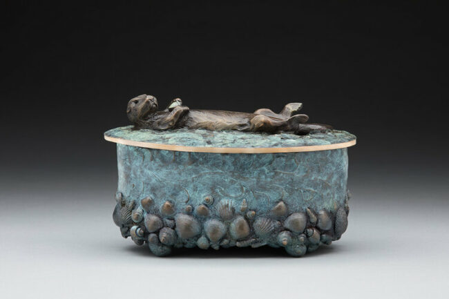 James Moore Sculpture Otter Urn Bronze