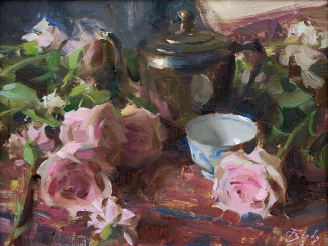 Jared Brady Painting Rhythms of Rose Oil on Linen Panel