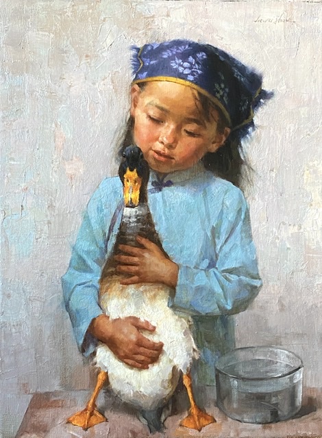 Jie Wei Zhou Painting Caring Oil on Linen