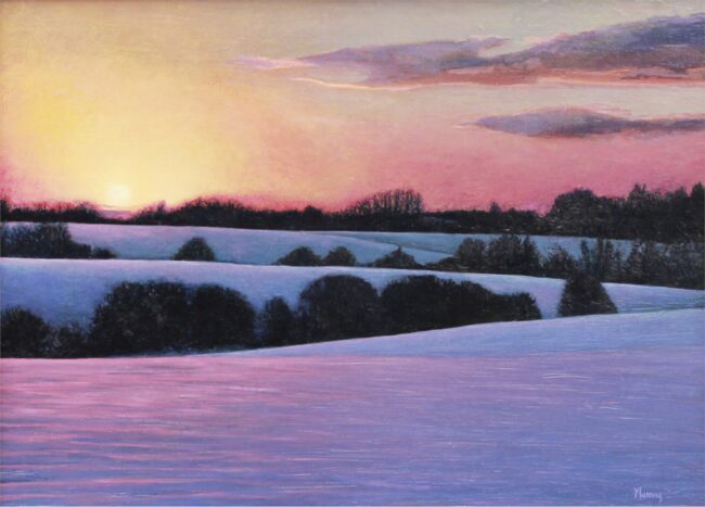 Karla Murray Painting Winter Sunset Oil on Board