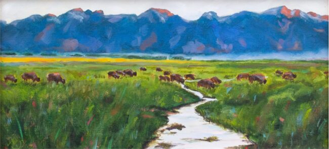 Mallory Sharp Painting The Herd Oil on Canvas
