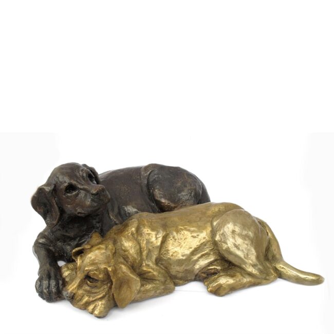 Mark Dziewior Sculpture Lab Puppy Duo Bronze